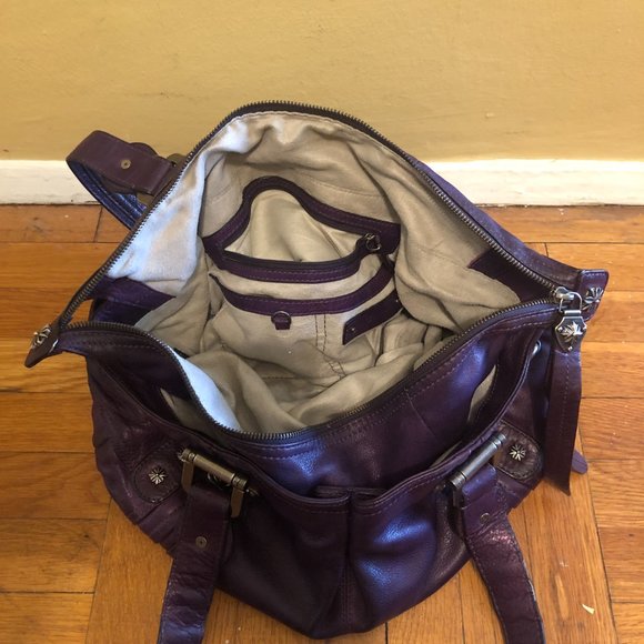 B Makowsky soft purple (eggplant) leather shoulder bag - Picture 7 of 8
